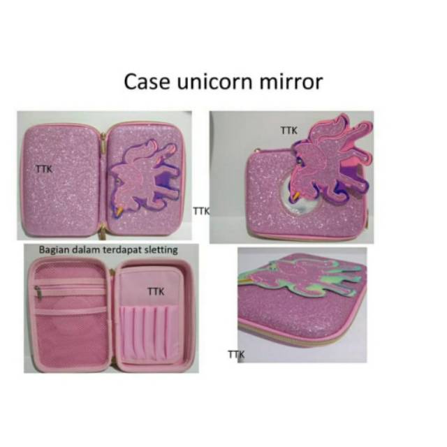 

Tempat Pensil/Pencil Case/Unicorn Mirror Pencil Case Glitter Hardtop