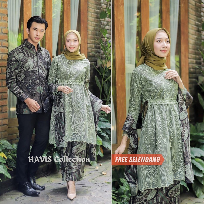 Set Kebaya Mekka - Kebaya Modern Kebaya Couple Tunangan Lamaran Baju Wisuda Batik Brukat Terbaru