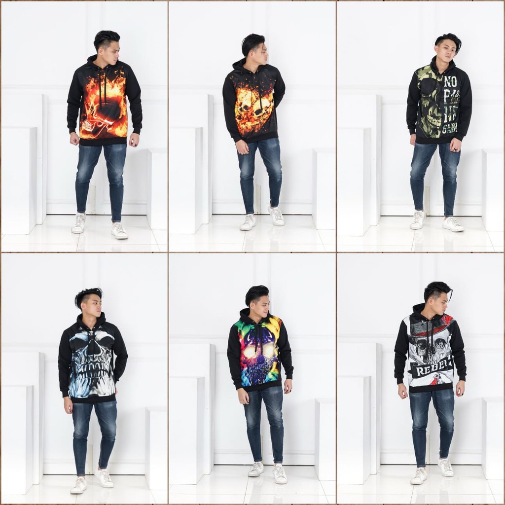 Hoodie Pria / Jaket Pria / Sweater Diskon / Hoodie Printing Tengkorak