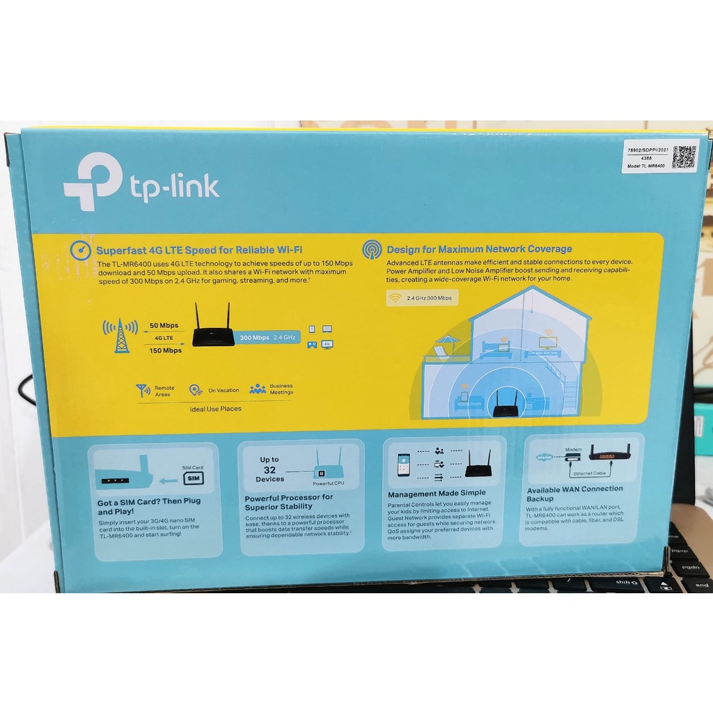 tpLINK TL-MR6400 300Mbps Wireless N 4G LTE Router TP LINK TL MR6400