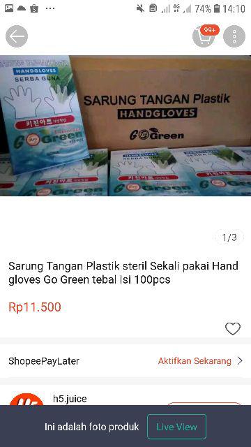 Sarung Tangan Plastik Steril Sekali Pakai Hand Gloves Go Green Tebal Isi 100pcs