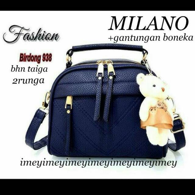 RULLY68_TAS SELEMPANG MILANO FASHION WANITA SLING BAG V STYLE KOREAN KEKINIAN FREE BONEKA