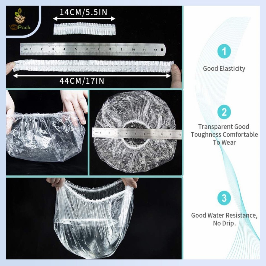 SHOWER CAP PLASTIC ALAT PENUTUP RAMBUT KEPALA TOPI MANDI TRANSPARAN