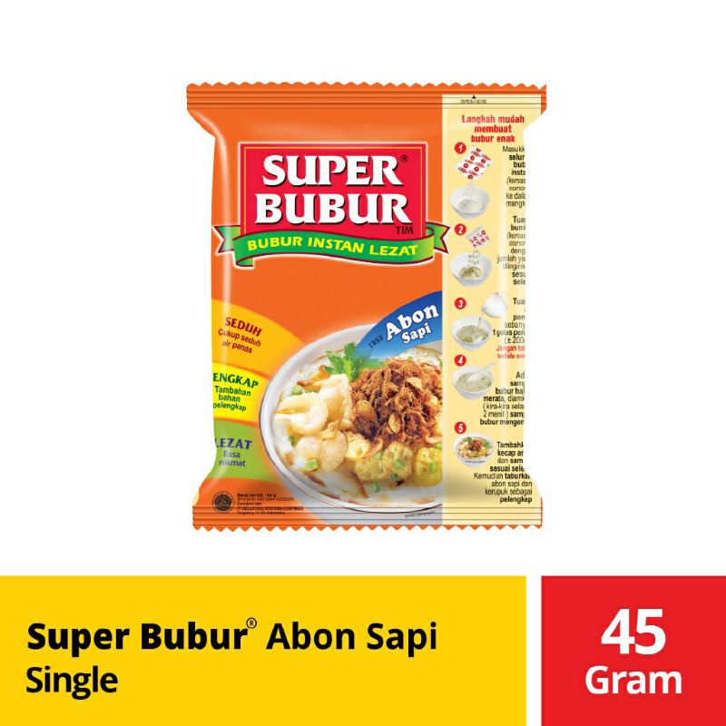 

Super Bubur Abon Sapi Single 45 Gr