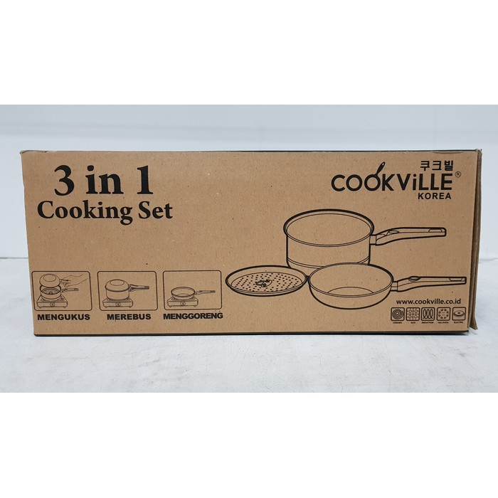 Cookville 3 in 1 Fry pan - Sauce pan with steamer