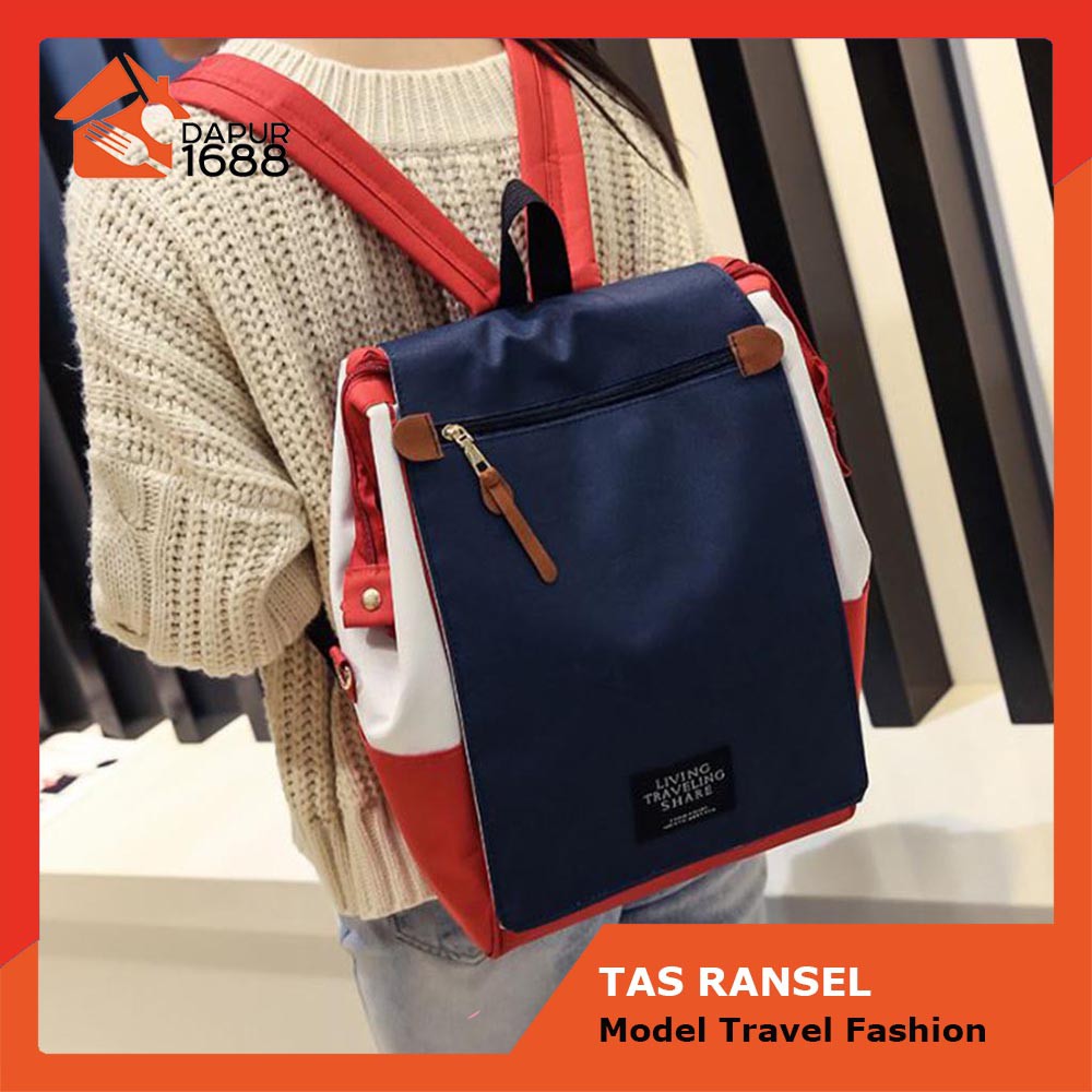 Tas Ransel Living Together Backpack Travel Import Korean Fashion - Model Travel Fashion