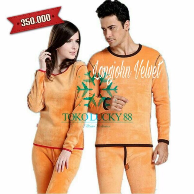 IMPORT MOLLAD Longjohn Thermal Gratis Topi Syal Piyama Thermal Baju Tidur Longjohn Wanita Pria lapis Bulu velvet musim dingin winter Long johns