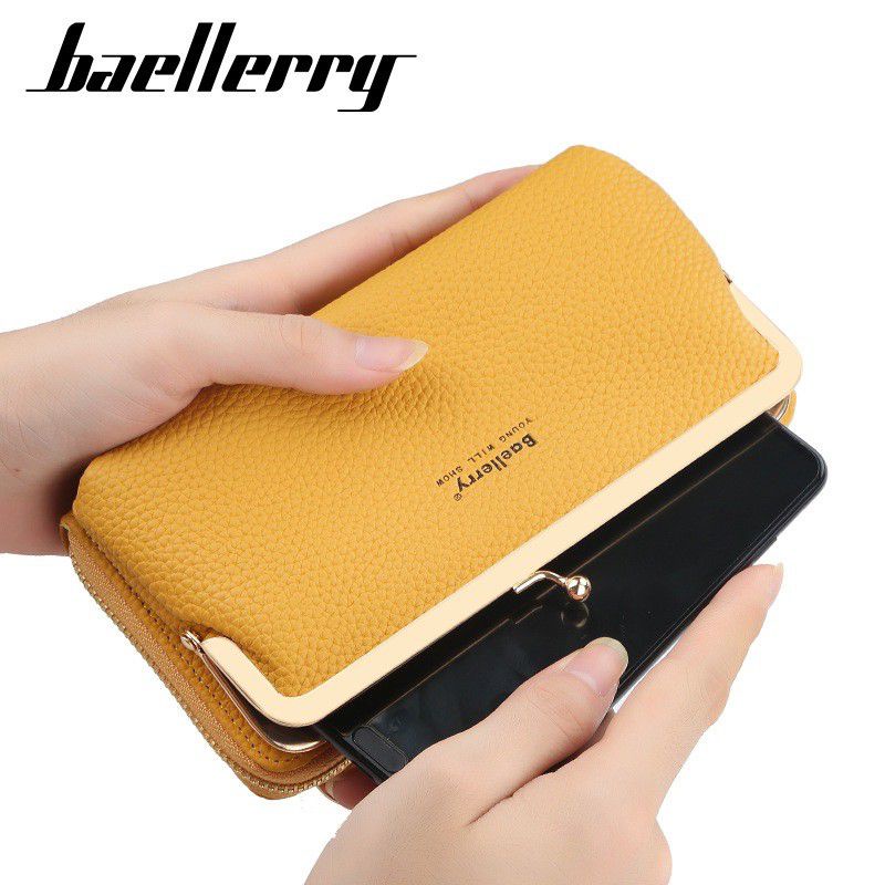 Baellerry - Tas Dompet Selempang Kulit Wanita | Dompet Multifungsi Tekstur Kulit Jeruk | Tas Selempa