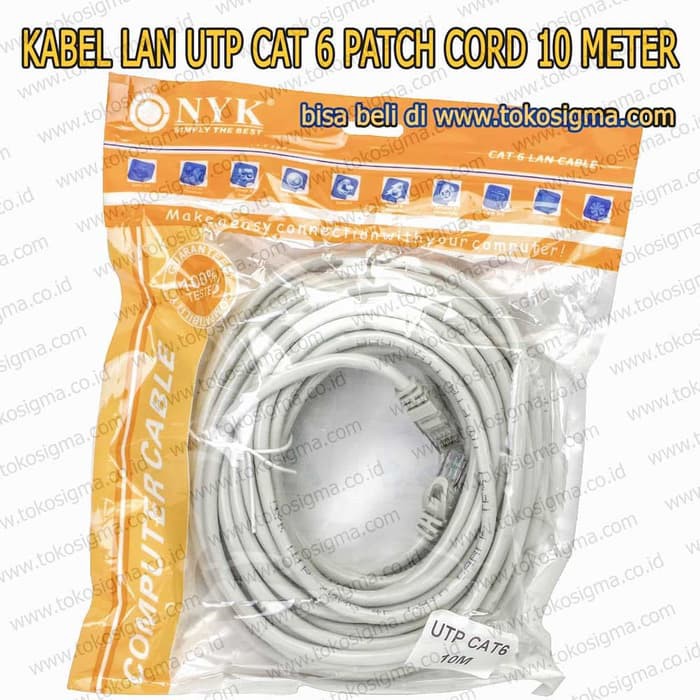 KABEL LAN 10 Meter cat 6 INTERNET NETWORK PATCH CORD CAT6 UTP RJ45 NYK