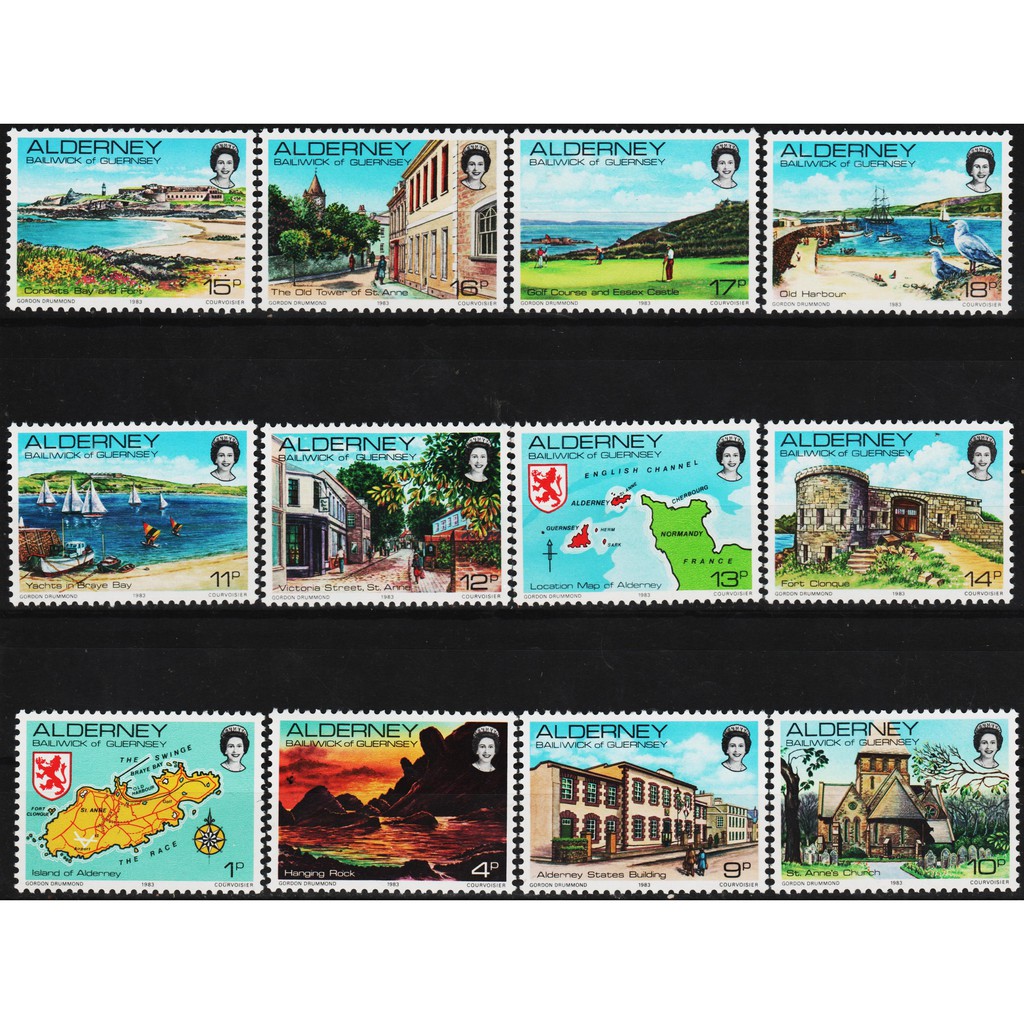 

Perangko Filateli A5-69 Alderney MNH 12v 14.06.1983 Local Motifs