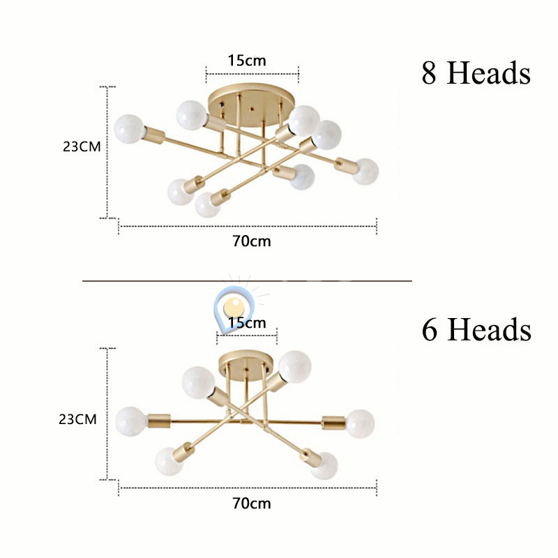 [COD]Lampu Gantung 6 / 8 Led E27 Industrial Bahan Besi Untuk Plafon Ruang Tamu Modern minimalist chandelier / Lampu Gantung / Lampu Plafon Ruang Tamu Kamar Tidur-Gaya Nordik