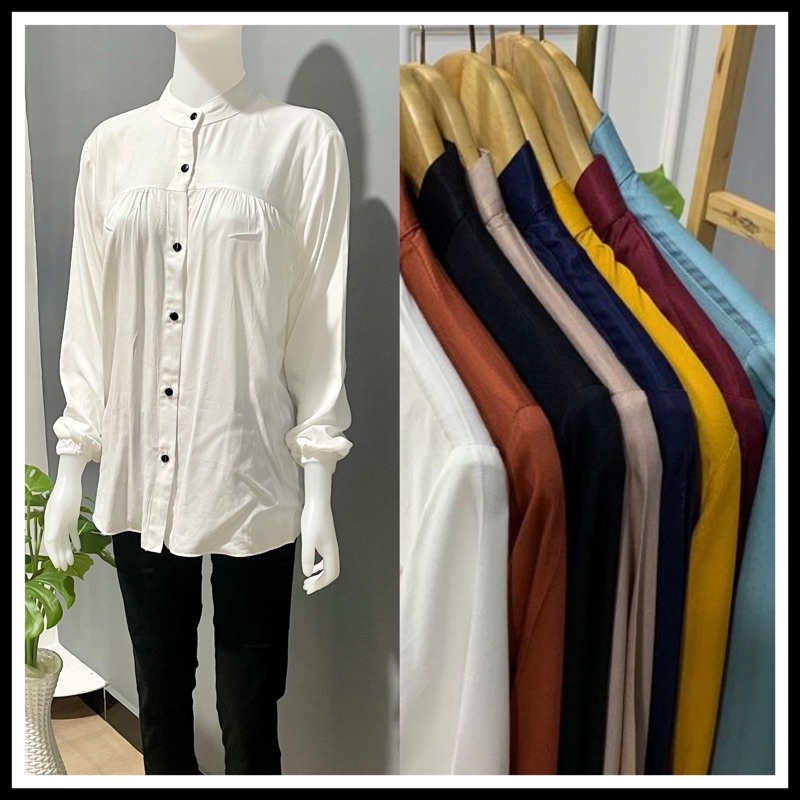 Connexion Kemeja Polos Blouse Conextion Bahan Rayon Twill Tebal