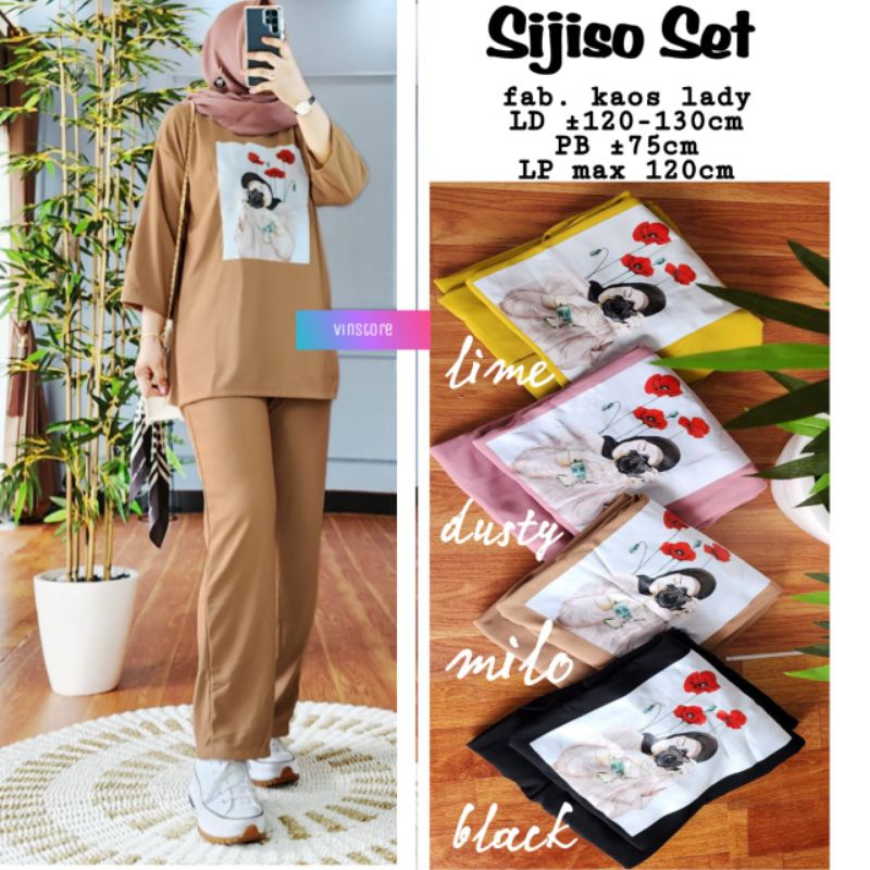 sijiso Set // stelan wanita dewasa Terbaru Atasan kaos lady