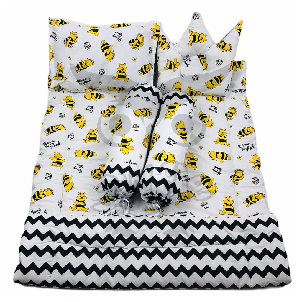 yellow and gray baby bedding