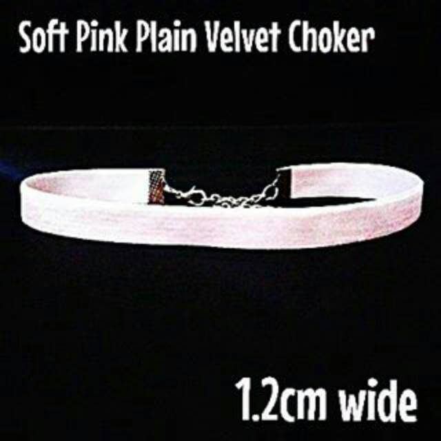 Soft Pink Velvet Choker Plain Necklace | Kalung Handmade