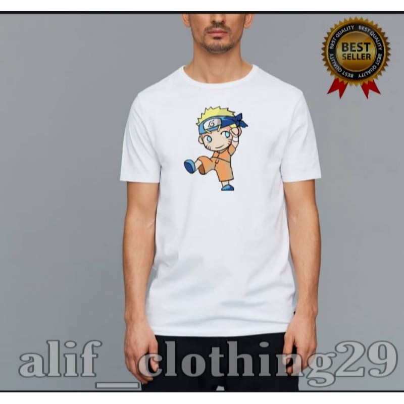 baju kaos putih T-shrit NARUTO bisa custem