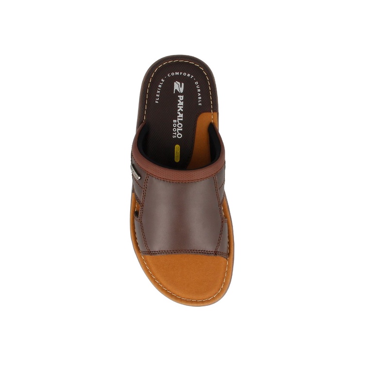 SANDAL SLIDE PAKALOLO PRIA ORIGINAL CASUAL KULIT ASLI COKLAT PB30