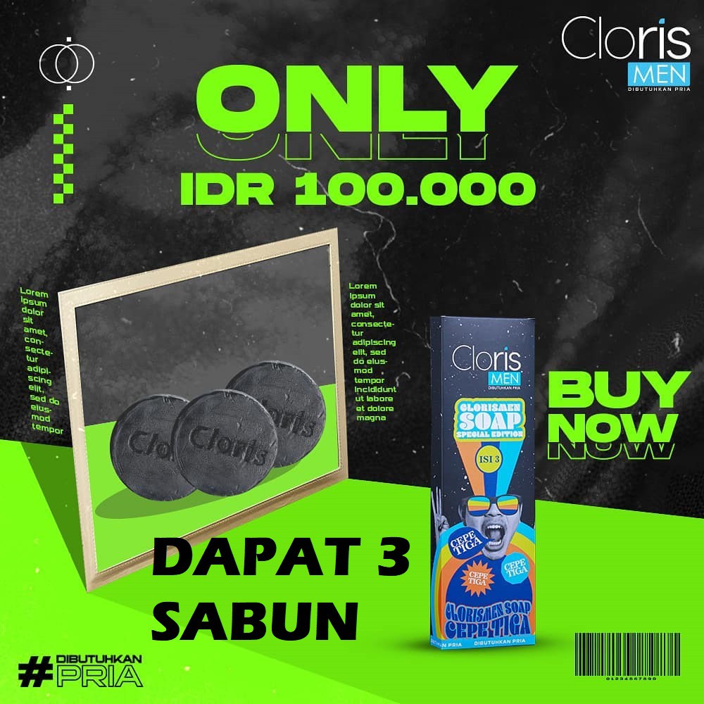 PAKET CLORISMEN CLORIS MEN Original Paket Perawatan Pria Lengkap Skincare Untuk Cowok Sabun Wajah-Paket Cepe isi 3
