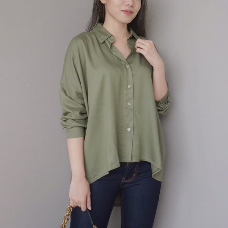 BEFAST - ZEC OOTD Wanita Kemeja ANONI / Kemeja Oversize Yoris XXL / Kemeja Wanita / Oversize Kemeja Lengan Panjang / Kem Casual Polos / Terlaris / Fashion Wanita Kantor / Kemeja Kancing / Termurah