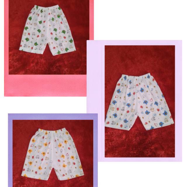 3 Pcs CELANA PENDEK BAYI ANAK PUTIH MOTIF PANDA