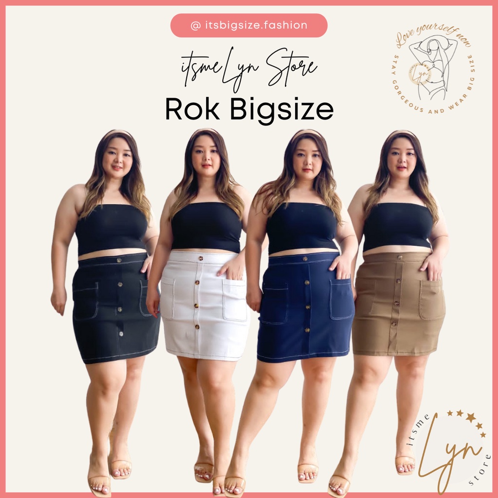 (COD) PROMO ROK MINI BIG SIZE WANITA CURVY UKURAN JUMBO PINGGANG KARET/ ROK PENDEK CEWE UKURAN BESAR