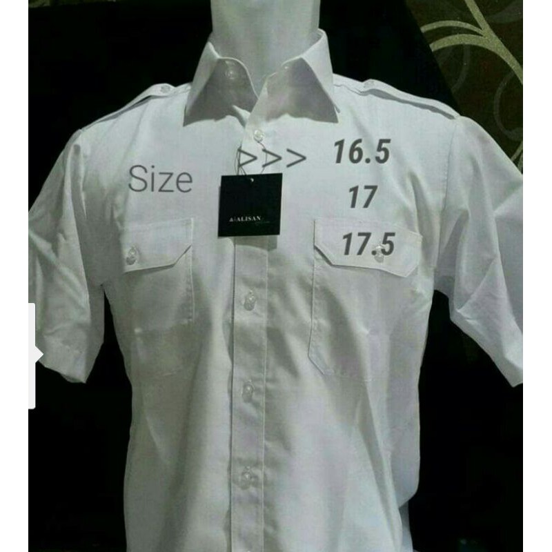 Kemeja ALISAN lengan pendek/pangkat/saku dua/BIG Size