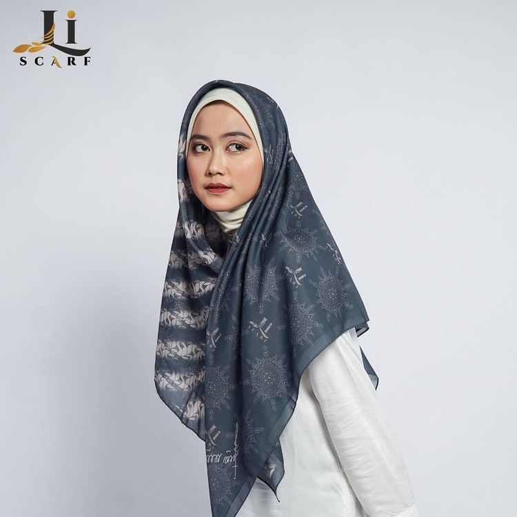 Jilbab Premium Li Scarf Parang Rusak - Spruce Blue