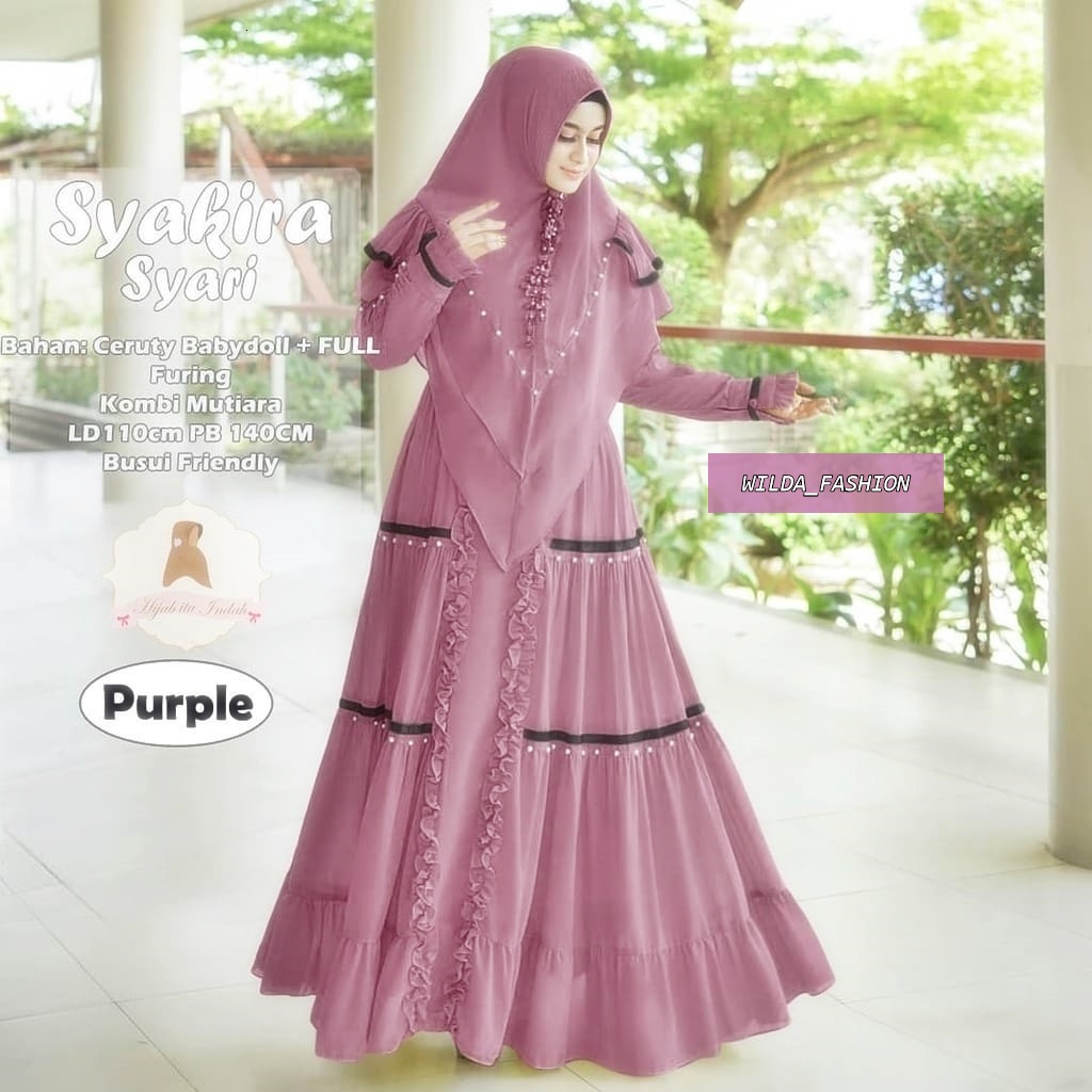WILDA_FASHION (NEW) Dress Wanita Muslimah Mewah SYAKIRA SYARI / Gamis Syari Free Hijab / Dress Wanit