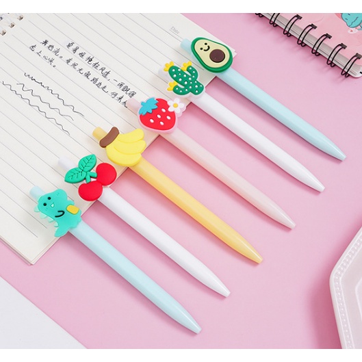 ♚𝐓𝐒 𝟎𝟏𝟕♚Pulpen Karakter Kartun Buah Pena Gel Motif Karakter Lucu Pen Cute Student Japanese