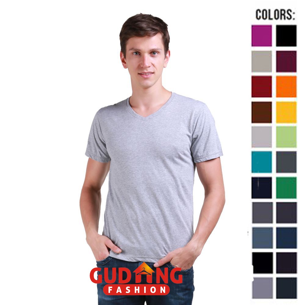 Kaos Polos Basic Vneck Lengan Pendek Spandex T-Shirt Banyak Warna – FP  (COMB)