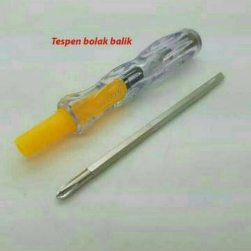 TESPEN Tes Pen Obeng / Obeng Bolak Balik + - Sunfree Kuning - S99