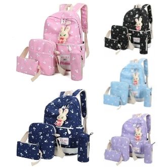 Should Bag 4in1 - Tas Ransel Sekolah Anak Wanita Dan Pria Terbaru 2021 Kekinian Motif Carakter Kelinci Rabbit Korean Style Murah