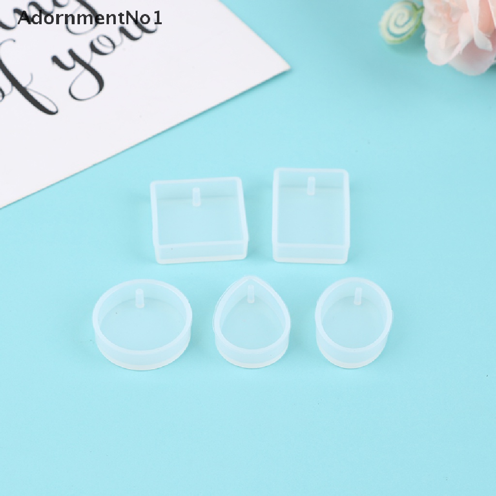 (AdornmentNo1) 5pcs / Set Cetakan Silikon Bentuk Bulat / Persegi Panjang Untuk Membuat Perhiasan / Gantungan Kunci