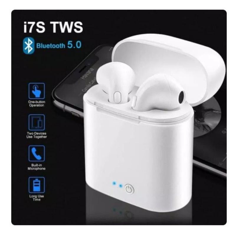 hf/headset tws i7s bluetooth wireless hd bluetooth i7s 5.0 2 kuping original