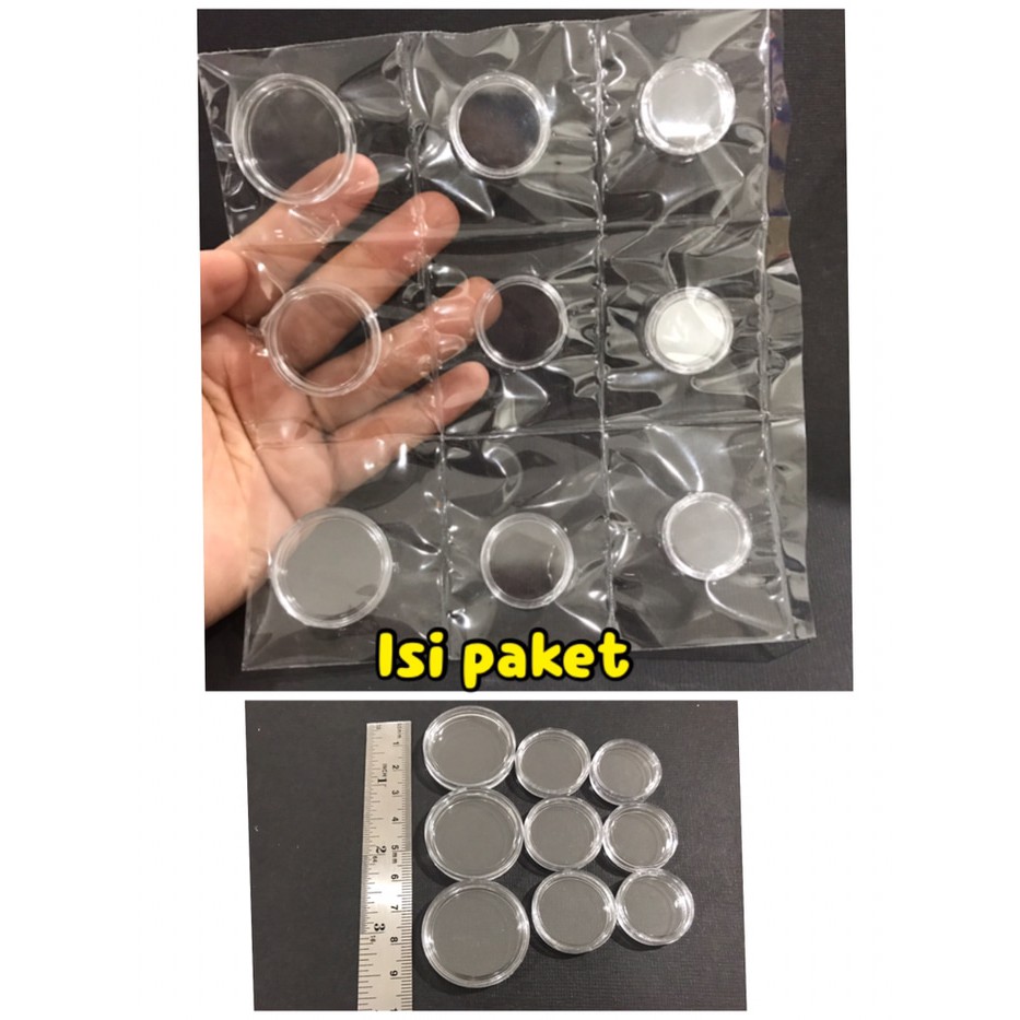 Coin holder mika lingkaran round acrylic liontin mica bulat koleksi