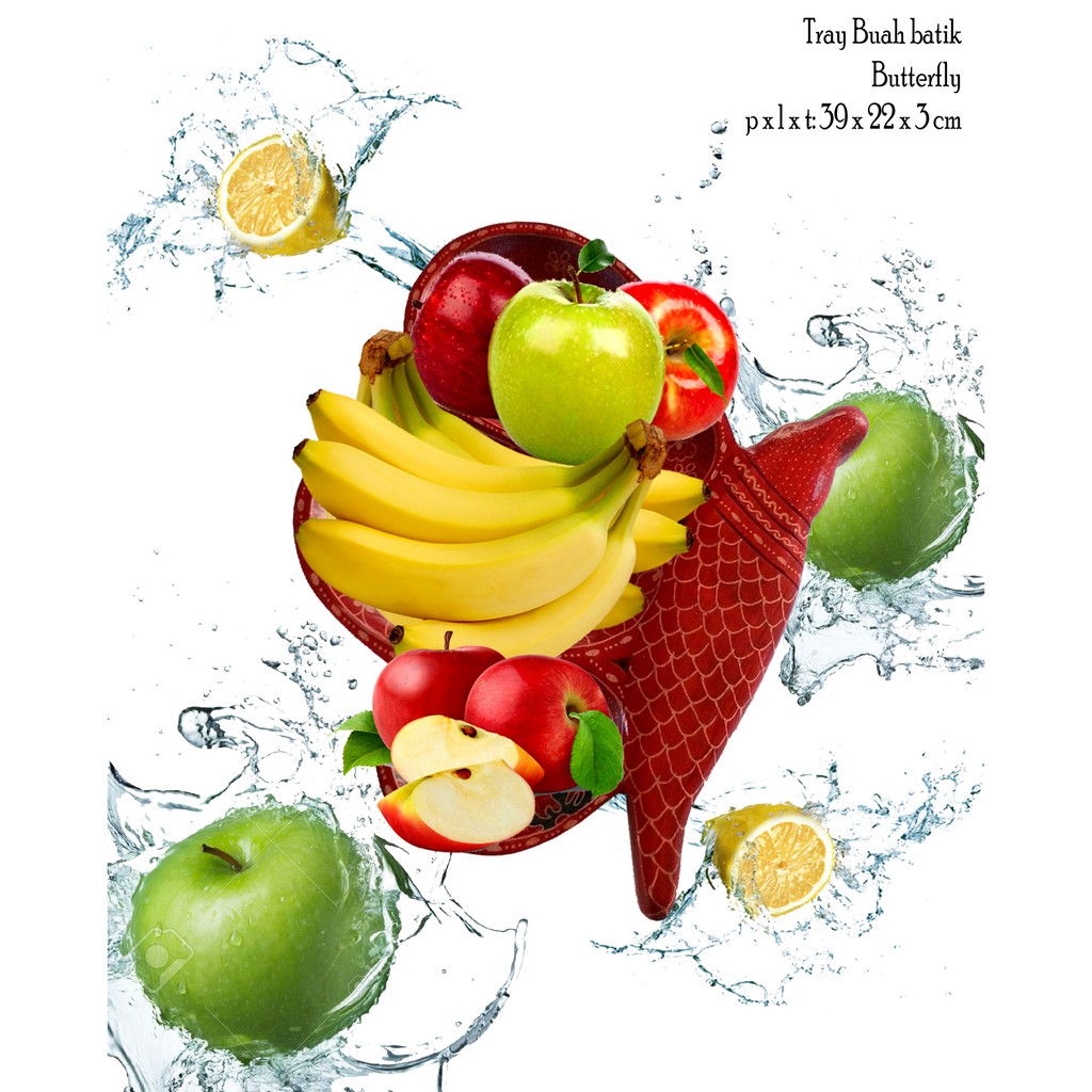 TRAY KAYU BATIK/ PIRING SAJI BUAH (BUTTERFLY)