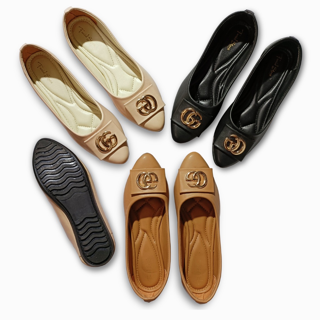 Fanid Store - Flat Shoes Wanita Import Double G