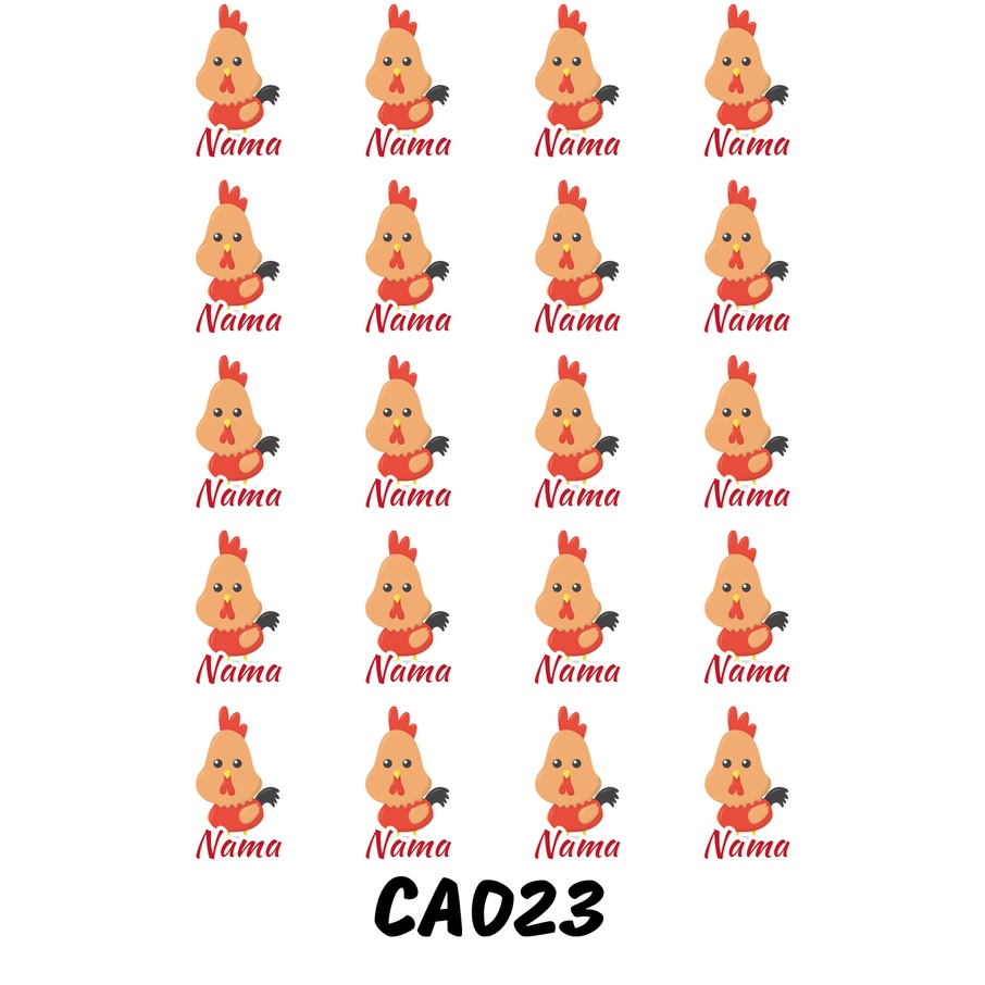 

Sticker Nama Cutting Label Waterproof Tahan Air Chicken A (CA023)