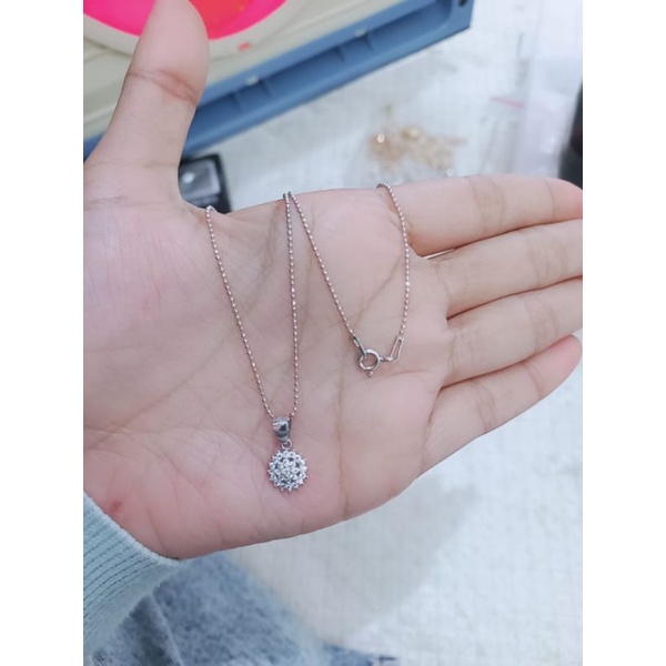 KALUNG BIJILADA MINI + LIONTIN BUNGA MP FULL / KALUNG PERAK ASLI SILVER 925 LAPIS EMAS/ KALUNG FASHIOM WANITA IMPOR