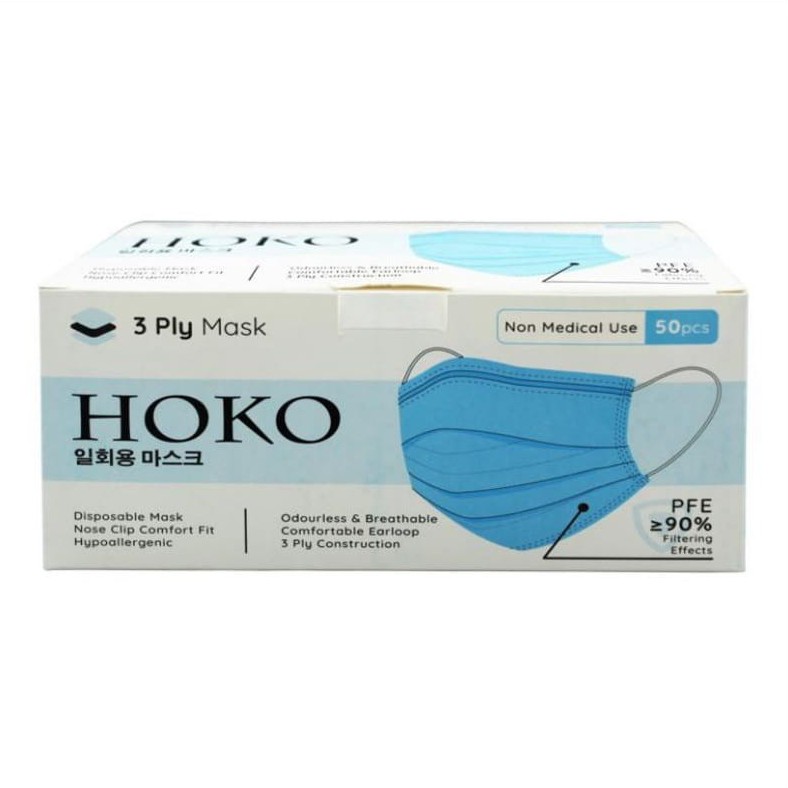 Hoko Disposable Mask - Masker 3 Ply isi 50 pcs