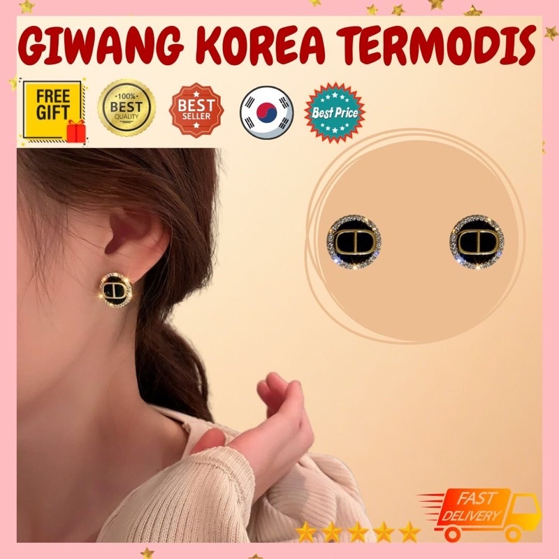 ANTING KOREA TUSUK WANITA TINDIK JEPIT PANJANG KOREA PERAK MURAH GANTUNG GIWANG BUNGA PLASTIK PANJAN