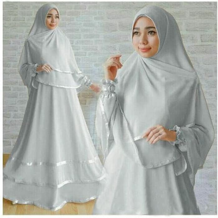 [Syari Nora Abu SW] gamis wanita jersey abu abu