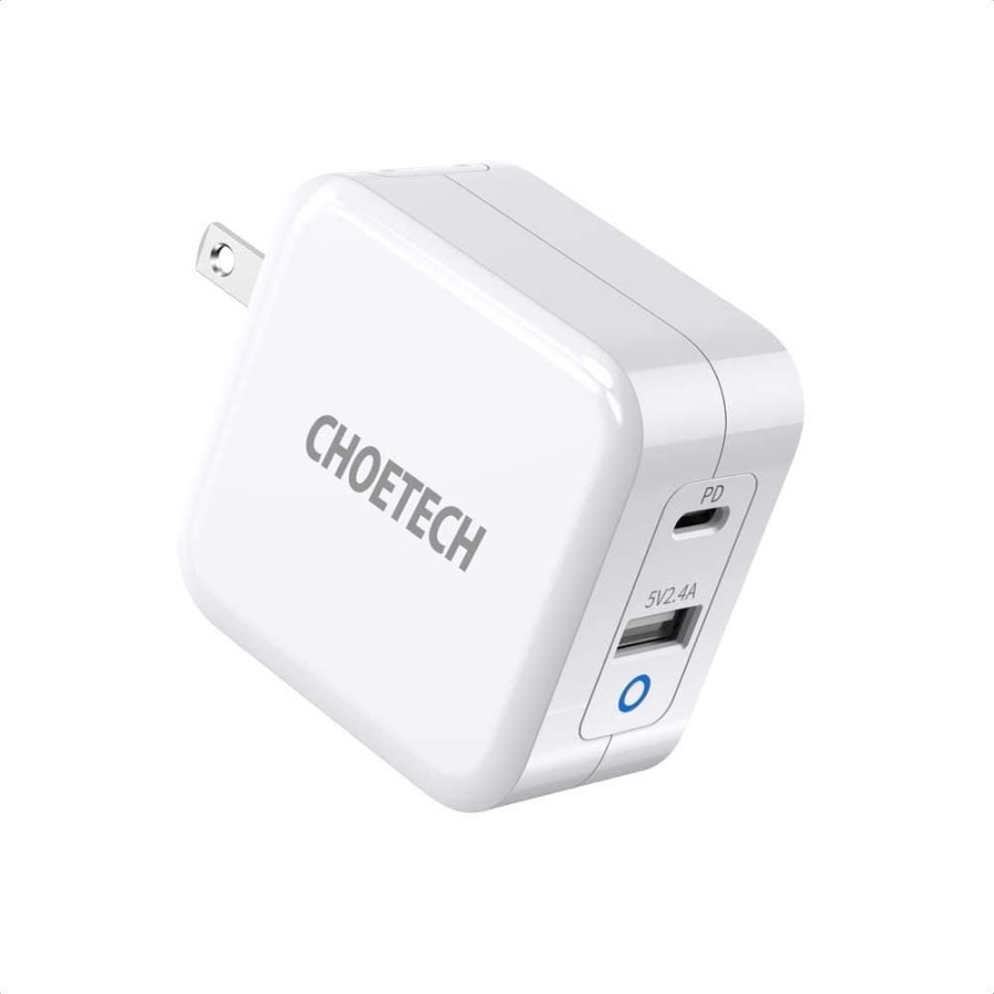 Travel Wall charger choetech Usb-Pd  2 port type-c 65w 2.4a-3.25a fast charging pd8002