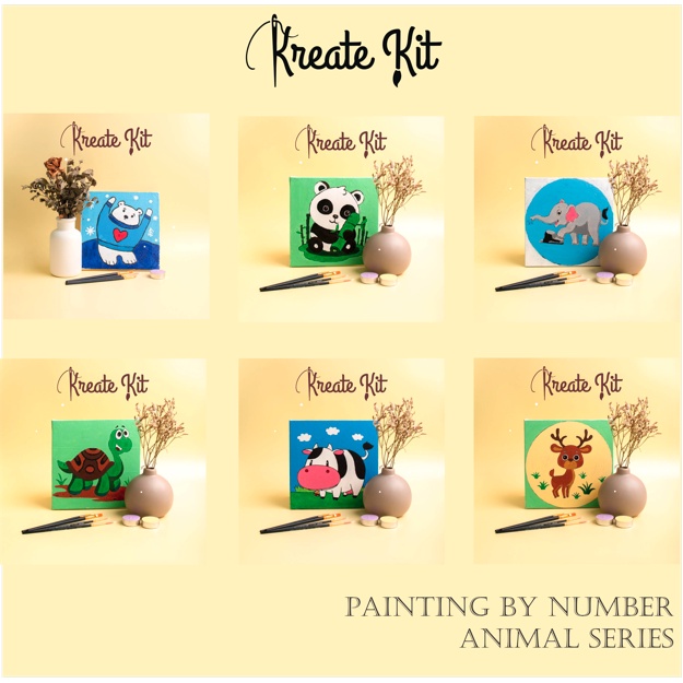 

Paint By Number 20X20Cm Animal Series [ Kreate Kit ] Diy Painting Kit Canvas Kanvas Lukis