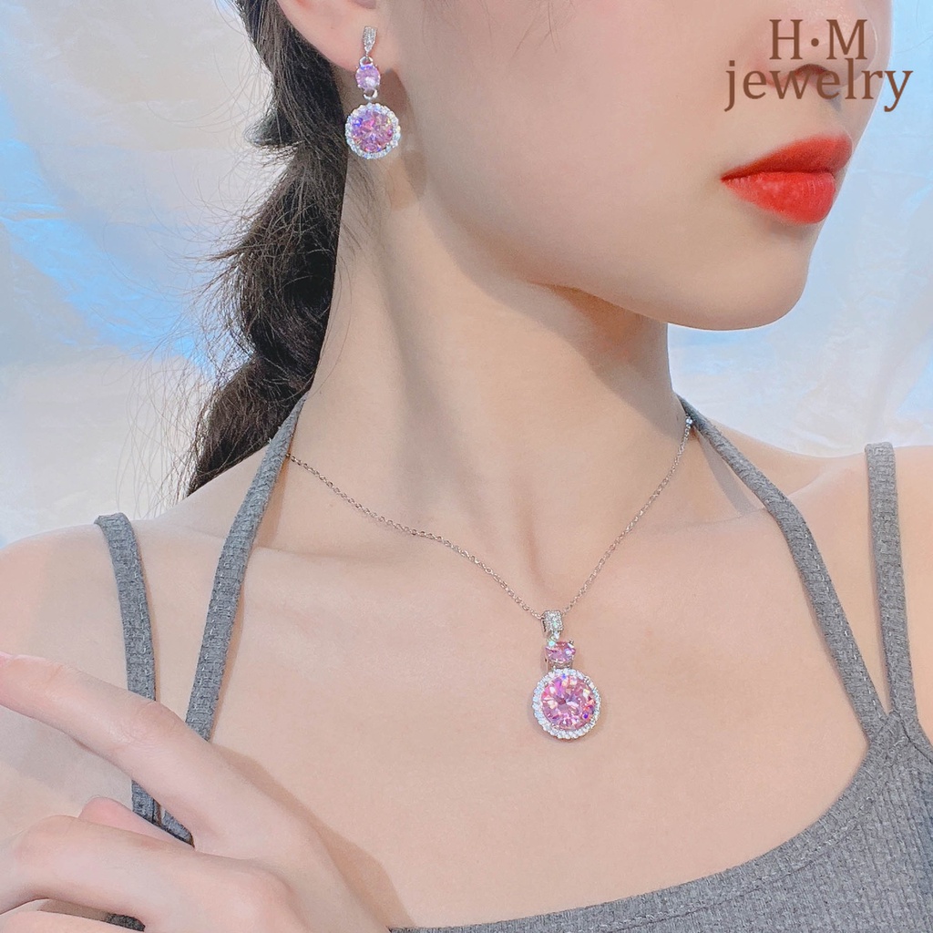 Set Kalung Rantaianting Tusuk Bentuk Bunga Sakura Hias Zircon AAA Untuk Wanita