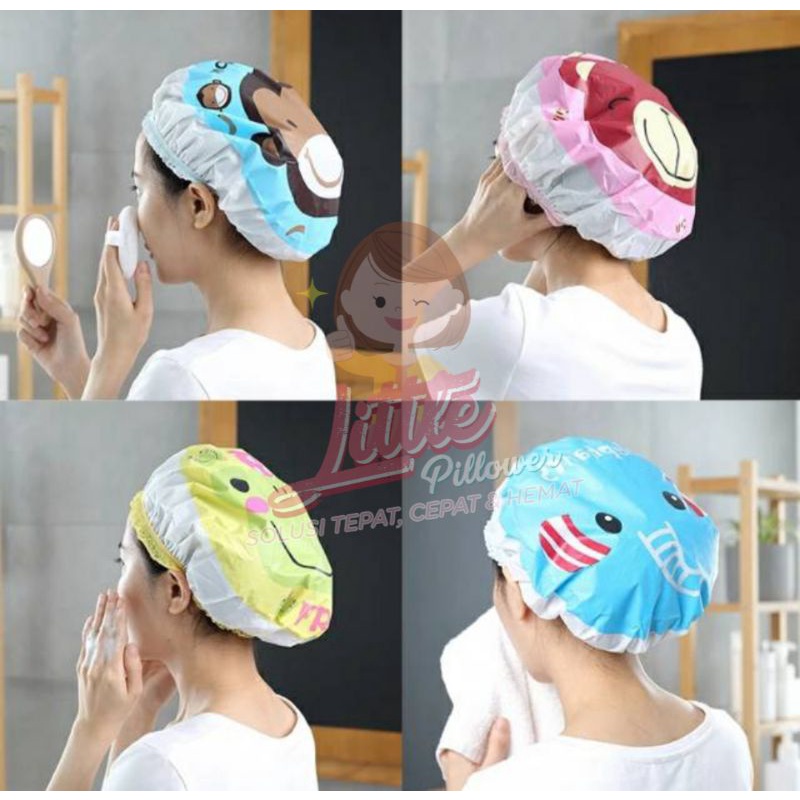 Shower Cap Karakter Cartoon Kartun Penutup Rambut Kepala Mandi Topi Lucu