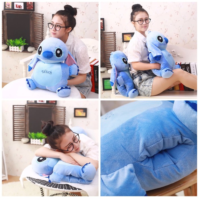 Boneka Stitch 2in1 Boneka Penghangat Tangan Boneka Bantal Impor (50cm) Diskon