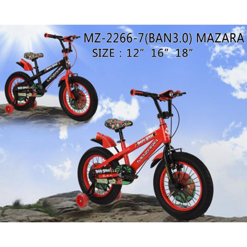 Sepeda BMX MZ2266-7 Ban Jumbo 18 Inci x 3.0 Inci 5-8 Years Old Hi-Ten Steel Triple Light Mazara Kids