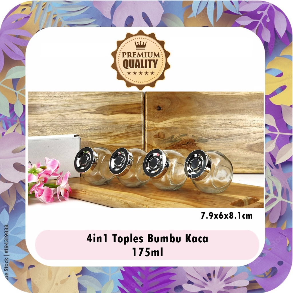 [Set 4pcs] Toples/Botol Bumbu  Mini Miring Kaca 175ml