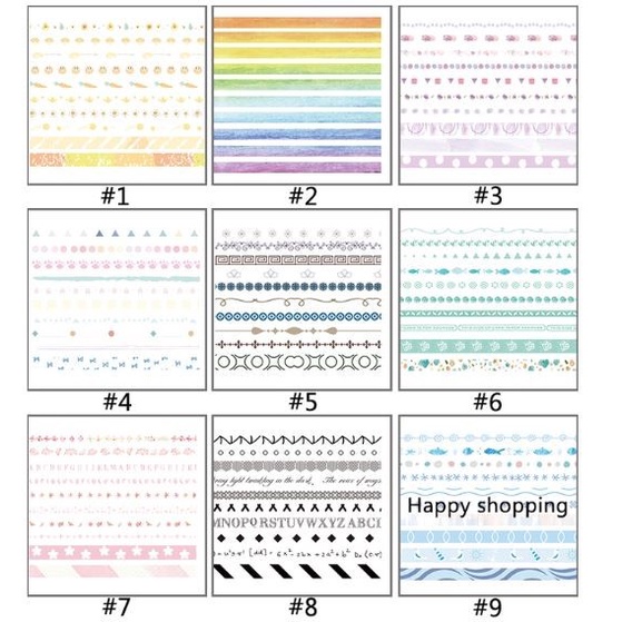 Japanese Washi Tape - Set Border Line Pattern (10pcs)